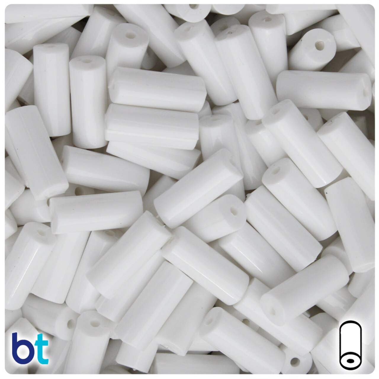 BeadTin White Opaque 17mm Cylinder Plastic Craft Beads (24pcs)